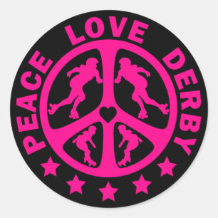 Peace Love Derby Classic Round Sticker