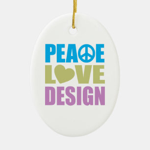 Peace Love Design Ceramic Tree Decoration