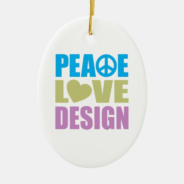 Peace Love Design Ceramic Tree Decoration (Front)