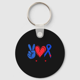 Peace love diabetes awareness blue ribbon warrior  key ring