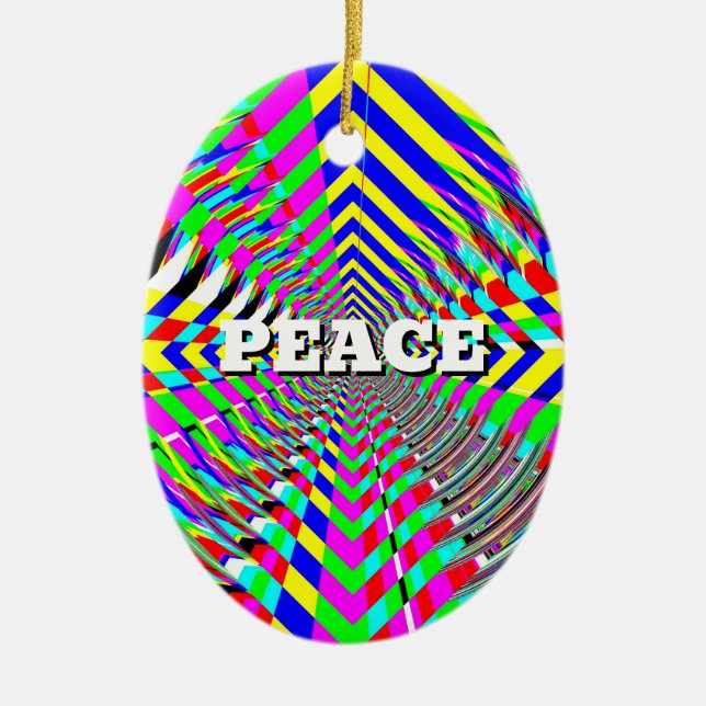 PEACE LOVE Diamond art Ceramic Tree Decoration (Front)