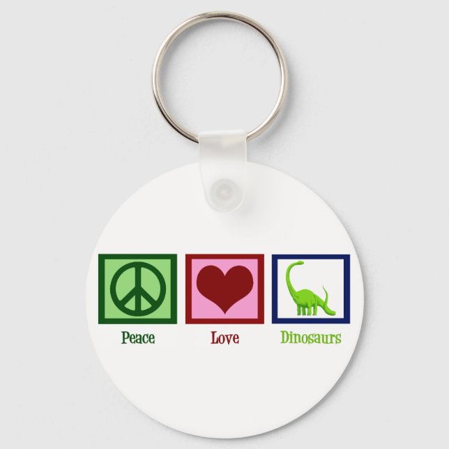 Peace Love Dinosaurs Key Ring (Front)
