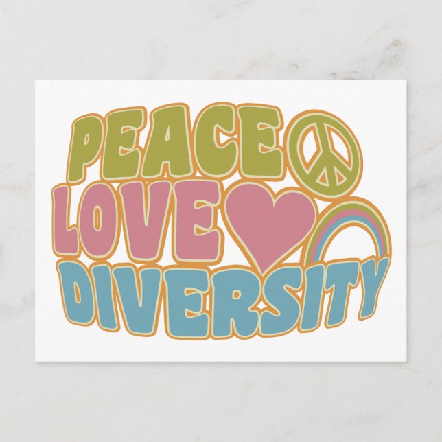 PEACE LOVE DIVERSITY custom postcard (Front)