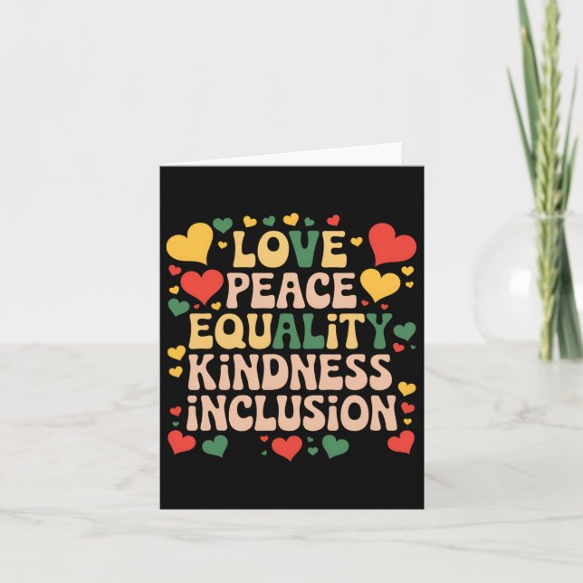 Peace Love Diversity Inclusion Black History Month Card (Front)