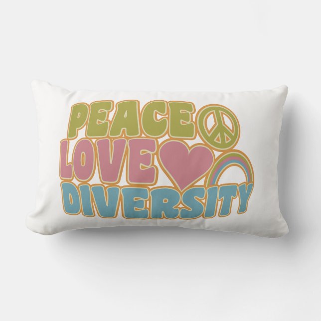 PEACE LOVE DIVERSITY throw pillow (Front)