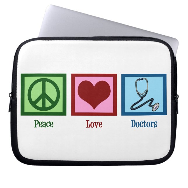 Peace Love Doctors Laptop Sleeve (Front)