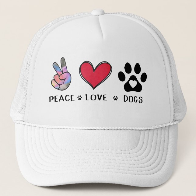 Peace Love Dog Lovers Trucker Hat (Front)
