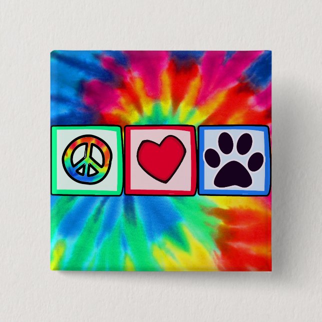 Peace, Love, Dog; Pawprint 15 Cm Square Badge (Front)