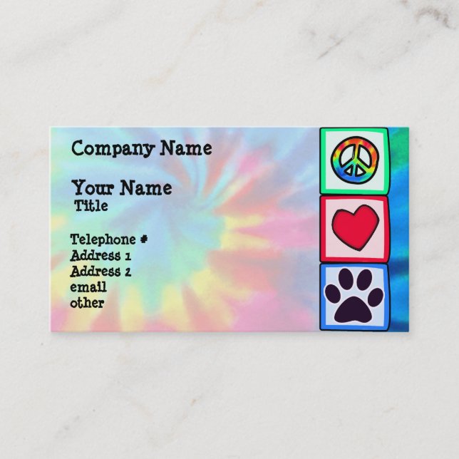 Peace, Love, Dog; Pawprint Business Card (Front)