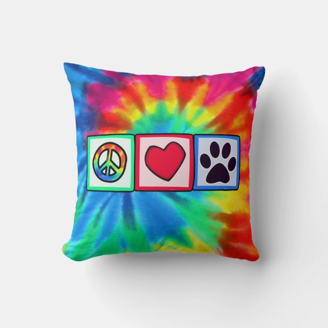 Peace, Love, Dog; Pawprint Cushion (Front)