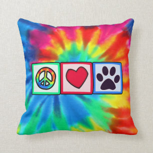 Peace, Love, Dog; Pawprint Cushion