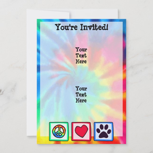Peace, Love, Dog; Pawprint Invitation (Front)