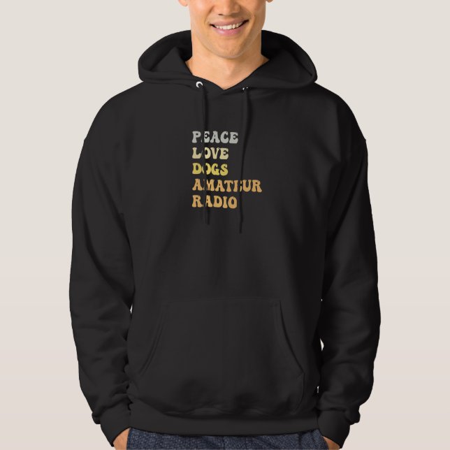 Peace Love Dogs Amateur Radio  Retro Hoodie (Front)