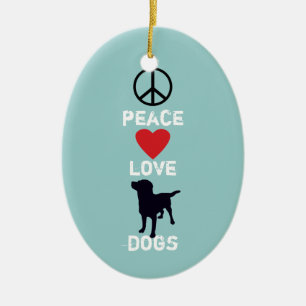 Peace Love Dogs Ceramic Tree Decoration