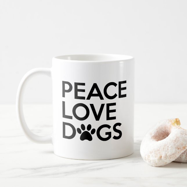 Peace Love Dogs Coffee Mug (With Donut)
