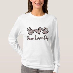 Peace Love Dogs Flowers Lover Puppy Paw Dog Funny  T-Shirt