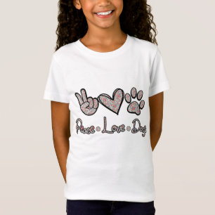 Peace Love Dogs Flowers Lover Puppy Paw Dog Funny  T-Shirt
