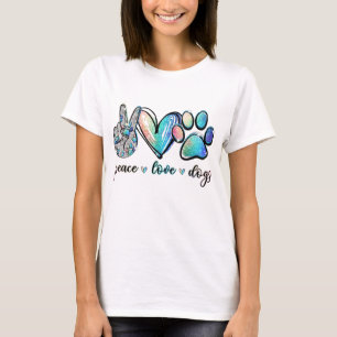 Peace Love Dogs Funny Paw Dog Lover Puppy T-Shirt