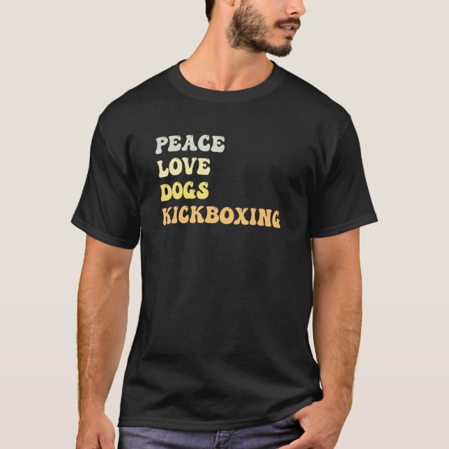 Peace Love Dogs Kickboxing  Retro T-Shirt (Front)