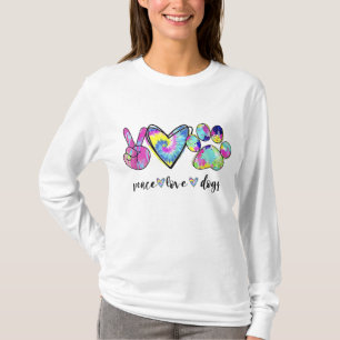 Peace Love Dogs Lover Puppy Paw Dog T-Shirt