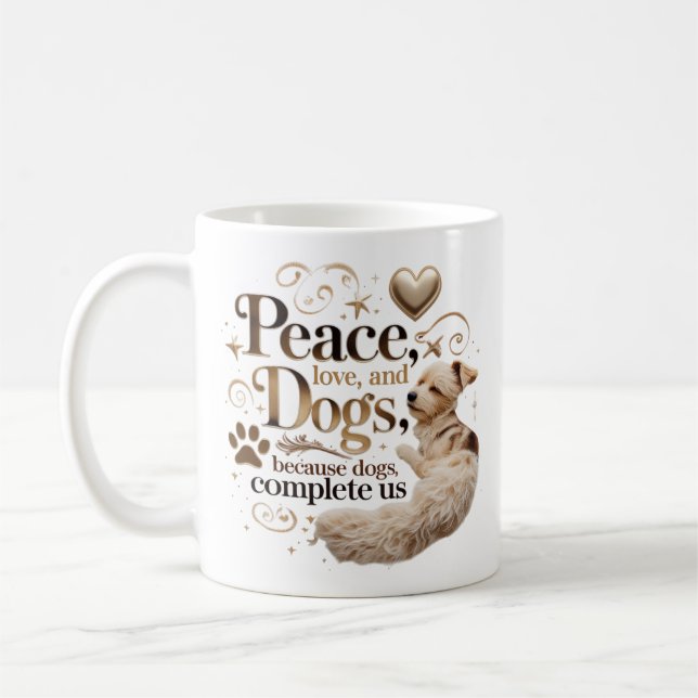 Peace, Love & Dogs Mug (Left)