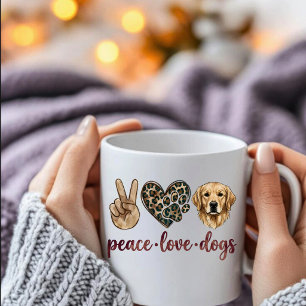 Peace Love Dogs Mug Golden Retriever Mum Gift