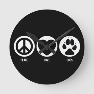 Peace Love Dogs Round Clock