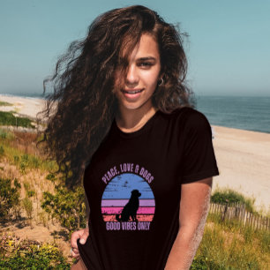 Peace, Love, Dogs T-shirt, retro sunset T-shirt Plus Size T-Shirt