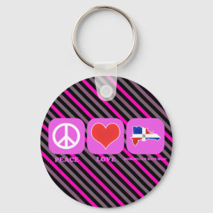 Peace Love Dominican Republic Key Ring