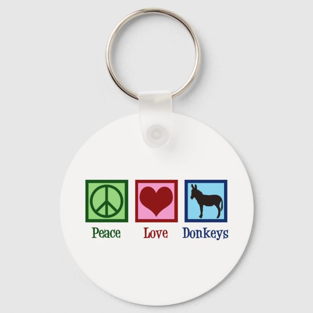 Peace Love Donkeys Key Ring (Front)