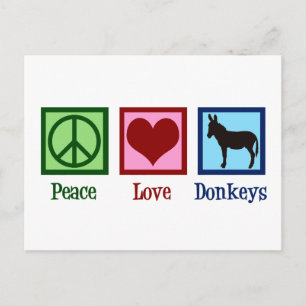 Peace Love Donkeys Postcard