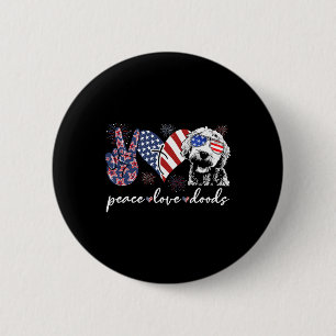 Peace Love Doods Goldendoodle Usa Flag Doodle 4th  6 Cm Round Badge