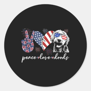 Peace Love Doods Goldendoodle Usa Flag Doodle 4th  Classic Round Sticker