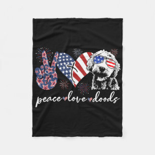 Peace Love Doods Goldendoodle Usa Flag Doodle 4th Fleece Blanket