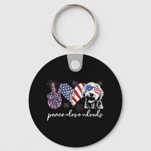 Peace Love Doods Goldendoodle Usa Flag Doodle 4th  Key Ring