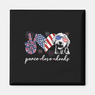 Peace Love Doods Goldendoodle Usa Flag Doodle 4th  Magnet