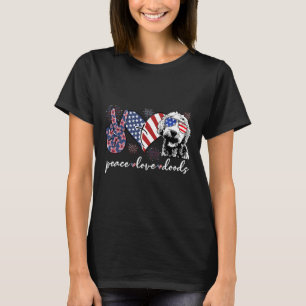 Peace Love Doods Goldendoodle Usa Flag Doodle 4th T-Shirt