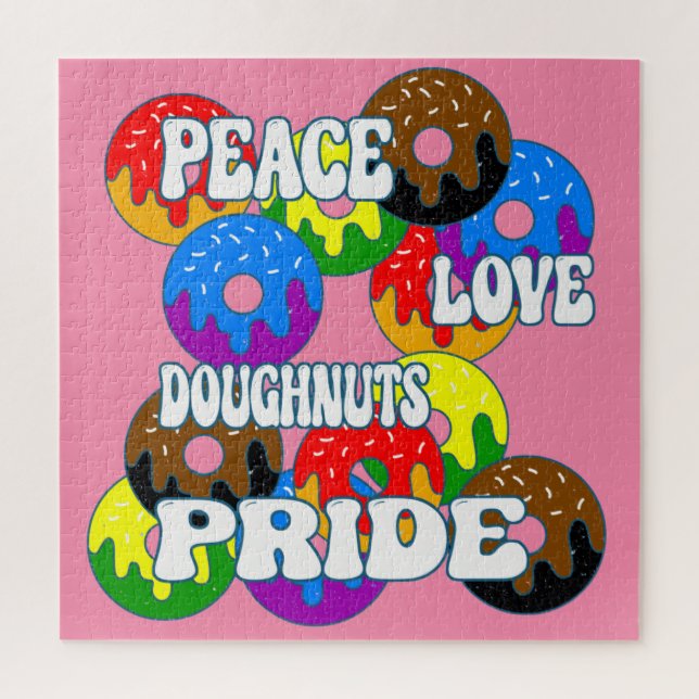 Peace Love Doughnuts Pride Jigsaw Puzzle (Vertical)