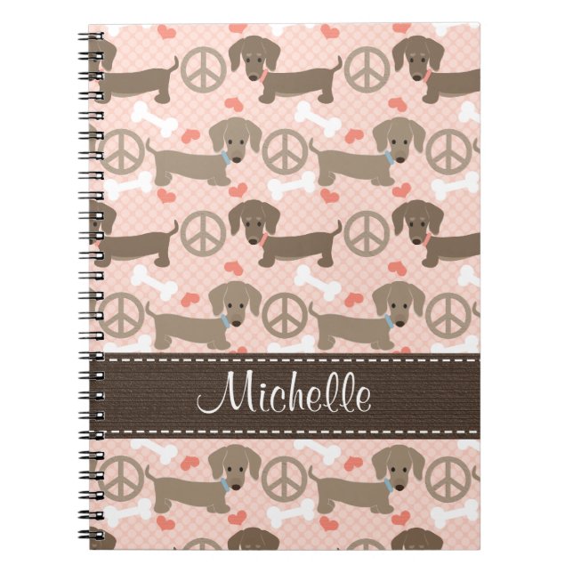 Peace Love Doxies Dachshund Notebook Journal (Front)