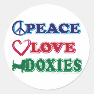 Peace-Love-Doxies- Dachsund Classic Round Sticker