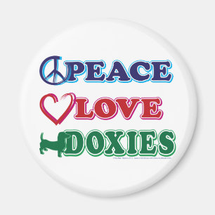 Peace-Love-Doxies- Dachsund Magnet