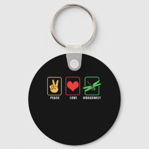 Peace Love Dragonfly Key Ring