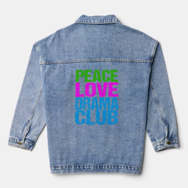 Peace Love Drama Club Cute Theatre Group Denim Jacket (Back)