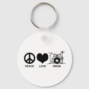 Peace Love Drum Key Ring