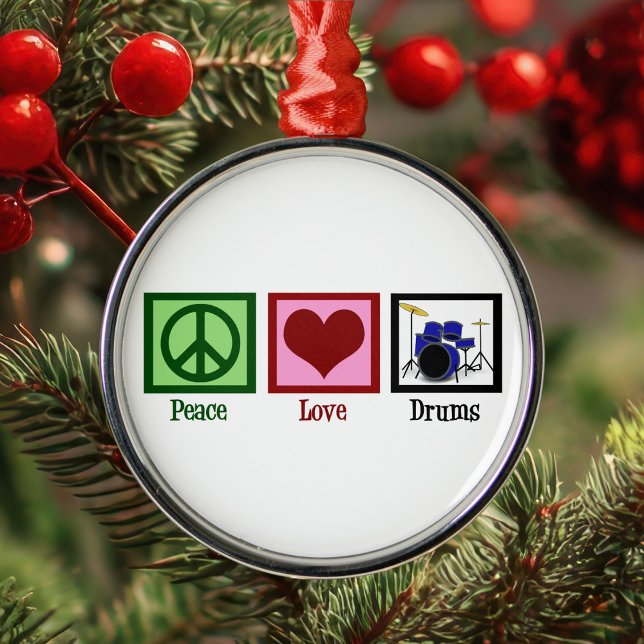 Peace Love Drums Christmas Metal Tree Decoration (Creator Uploaded)