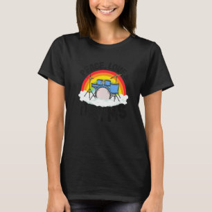 Peace Love & Drums Rainbow Percussionist Drummer T-Shirt