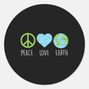 Peace Love Earth Cool Hippie Hippy Environmentalis Classic Round Sticker