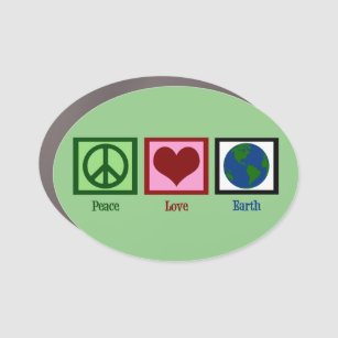 Peace Love Earth Green Environmentalist Car Magnet