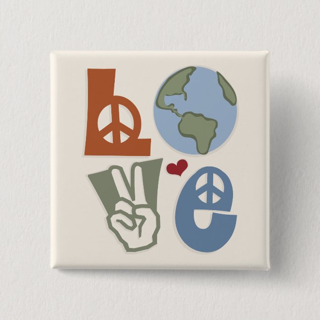 Peace Love Earth Magnet 15 Cm Square Badge (Front)