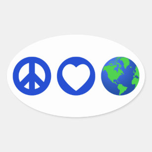 Peace Love Earth Oval Sticker